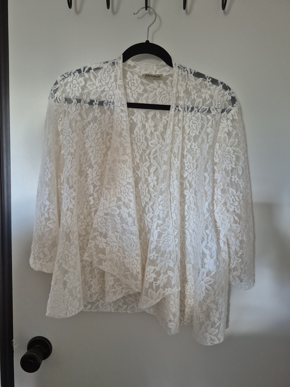 Open-Front Lace Shrug Cardigan - Cream